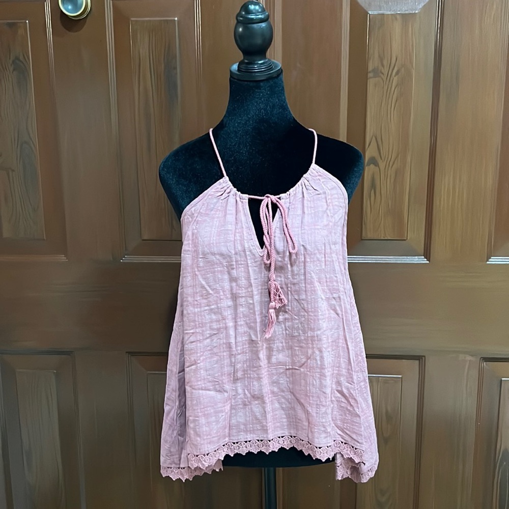 Women’s Pink Cotton: On, size small Flowy Tank Top.